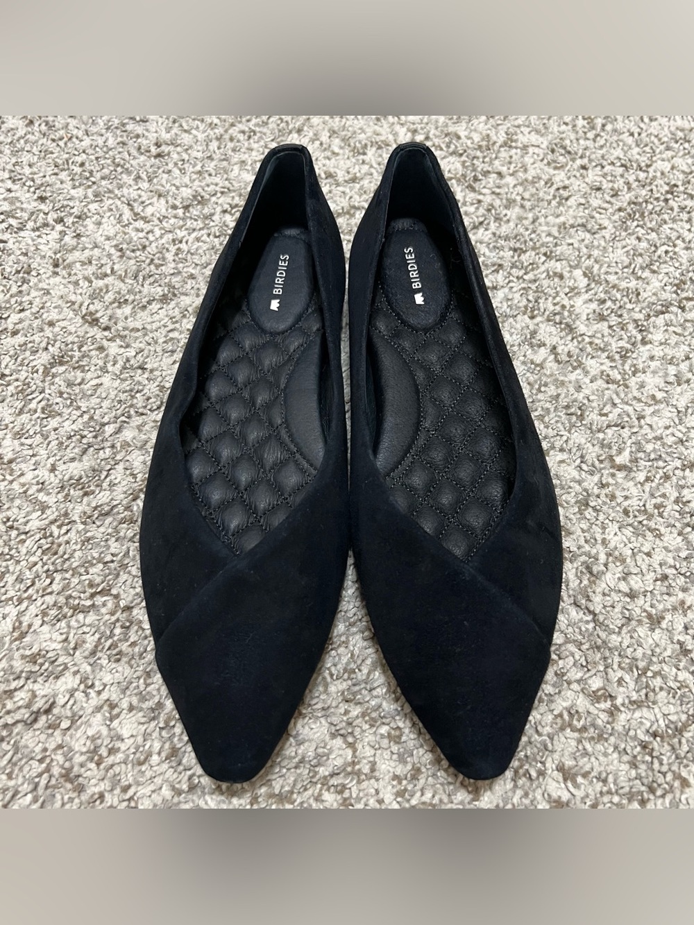 Birdies Women’s Goldfinch Black Suede Pointed Toe Slip-On Flats Size 7.5